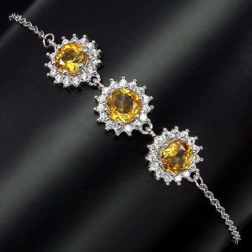 Zartes Silberarmband mit natürlichen Citrin