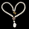 Halskette natürliche Perlen Amethyste Blume 925