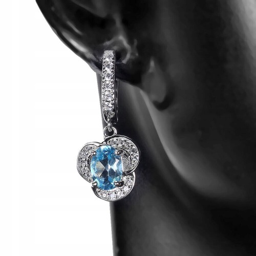 Zarte natürliche Swiss Blue Topas Ohrringe 5