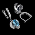 Zarte natürliche Swiss Blue Topas Ohrringe 5