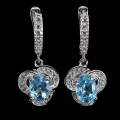 Zarte natürliche Swiss Blue Topas Ohrringe 5