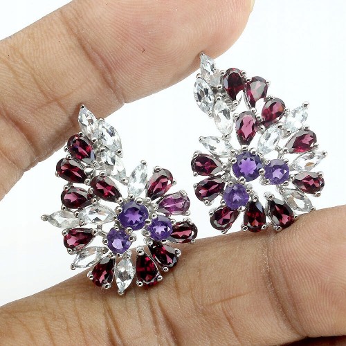 925 Silberohrringe Amethyste Aquamarin Granate 3