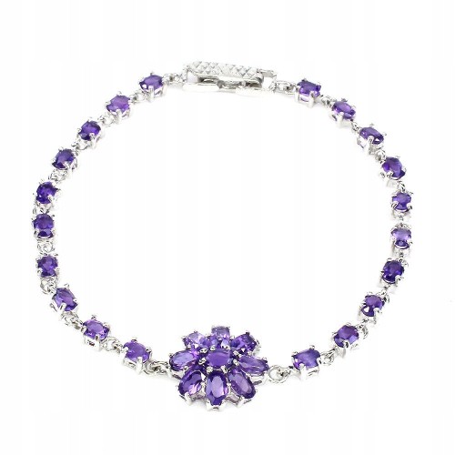 Wunderschönes Armband aus Sterlingsilber mit natürlicher Amethyst Blume