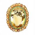Brosche natürliche 43,1 ct Citrin Smaragde Saphire
