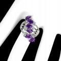 Ring Größe 16,5 natürliche Aquamarin Amethyste 925