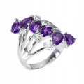 Ring Größe 16,5 natürliche Aquamarin Amethyste 925