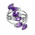 Ring Größe 16,5 natürliche Aquamarin Amethyste 925