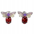 925 Biene Ohrringe zarte Granate Amethyste 3