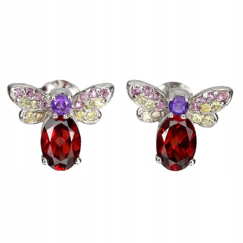 925 Biene Ohrringe zarte Granate Amethyste 3