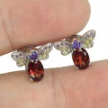 925 Biene Ohrringe zarte Granate Amethyste 3