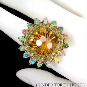 Natur Ring Citrin 20,4 Karat Silber Größe 21