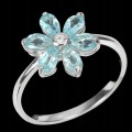 Silberner zarter Größe 20 Apatit Blume Ring
