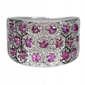 Ring aus Sterlingsilber Größe 18 natürlicher Rhodolith Granat