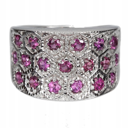 Ring aus Sterlingsilber Größe 18 natürlicher Rhodolith Granat