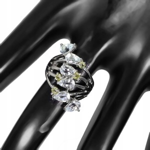 Ring Größe 14 natürlicher Olivin Aquamarin 925