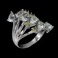 Ring Größe 14 natürlicher Olivin Aquamarin 925