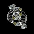 Ring Größe 14 natürlicher Olivin Aquamarin 925