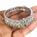 925 Armband natürlichen Peridot Granat Amethysten