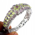 925 Armband natürlichen Peridot Granat Amethysten