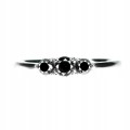 Zarter Ring schwarze Diamanten Silber Größe 11