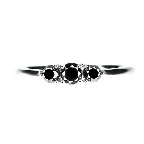 Zarter Ring schwarze Diamanten Silber Größe 11