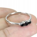 Zarter Ring schwarze Diamanten Silber Größe 11