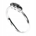 Zarter Ring schwarze Diamanten Silber Größe 11