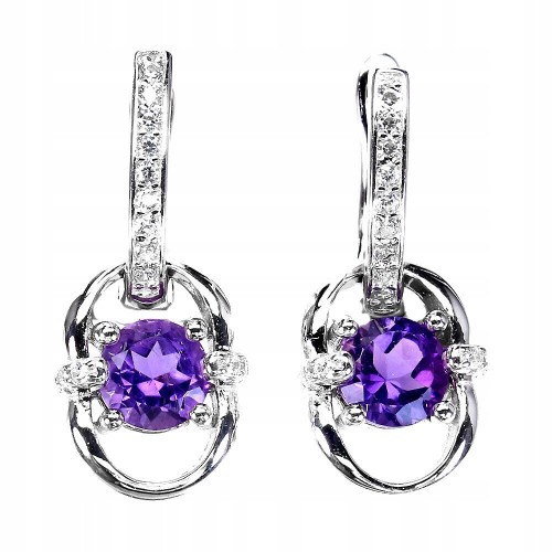 5 Ohrringe zarte natürliche Amethyste Zirkonia