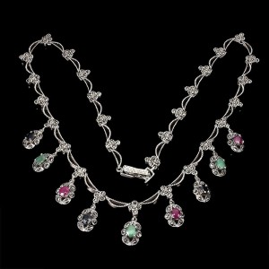 Collier Smaragde Markasit Rubine Saphire 925
