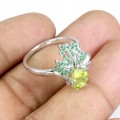 925 Zarter Ring Größe 11,5 Peridot Blatt