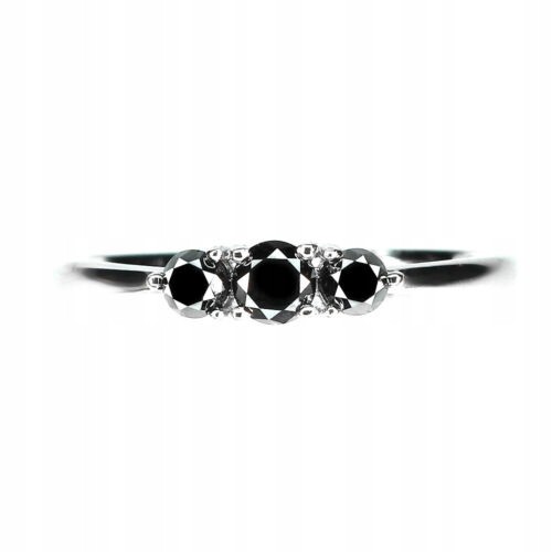 Zarter Silber Ring mit schwarzen Diamanten Größe 16