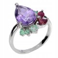 Ring natur Smaragde Amethyst Rubine Größe 14