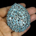 Brosche Anhänger aus 925 natürlichen blauen Zirkonen