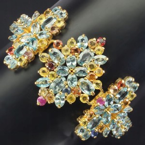 Armband aus 925er Silber mit natürlichen Zirkonen und Saphiren