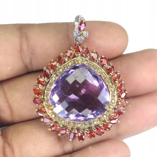 Natürlicher Anhänger 38,5 ct Amethyst Tansanit Saphir