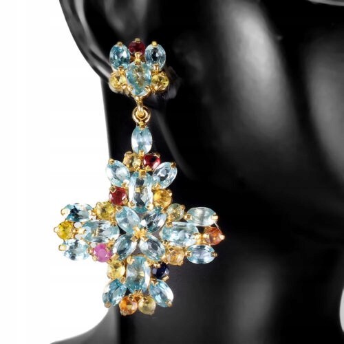Natürliche Songea Saphir Ohrringe Zirkonen 925 5