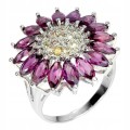 Ring Größe 17 Silber Songea Saphire und Granate