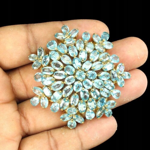 925er Brosche Anhänger natürliche blaue Zirkonen