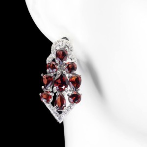 Silberohrringe natürlicher weißer Topas Granate 5