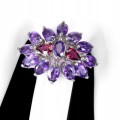 925 Ring Größe 17 natürliche Amethyste und Granate
