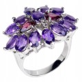 925 Ring Größe 17 natürliche Amethyste und Granate