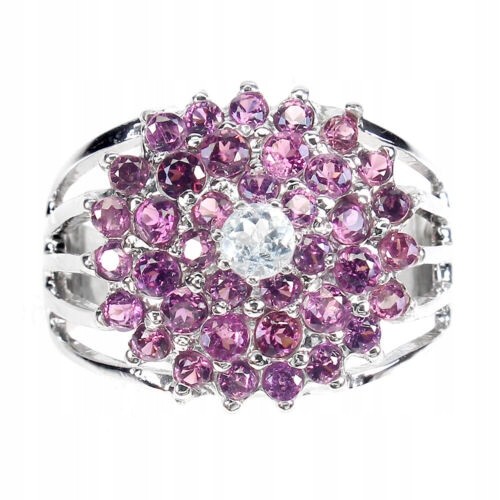 Ring 925 natürliche Aquamarin Granate Größe 19