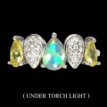 925 zarte Ring Größe 15 Feueropal Saphir