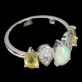 925 zarte Ring Größe 15 Feueropal Saphir