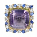 Brosche natürlicher 38,4 ct Amethyst Kianit Aquamarin