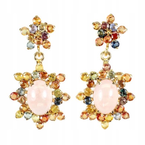 925 Silber Ohrringe Rosenquarz Saphire Songea 5