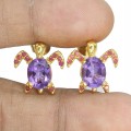 Silberohrringe Amethyste natürliche Rubine Schildkröte 5