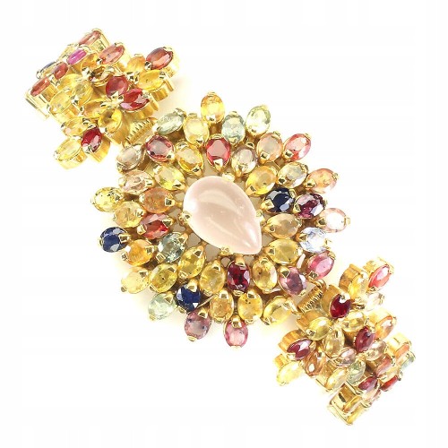 Armband mit natürlichen Songea Saphiren rosa Quarz