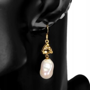 Silberohrringe natürliche Citrin Barockperlen 5