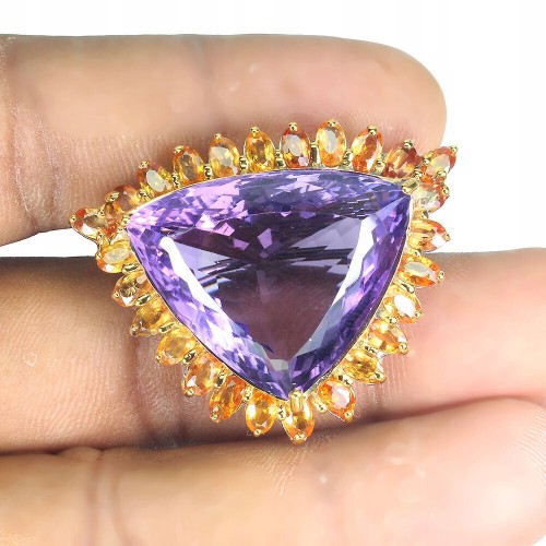 Brosche natürliche 42,2 ct Amethyst Saphire Songea